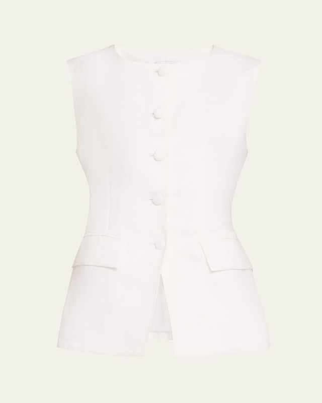 Button-Front Linen Vest